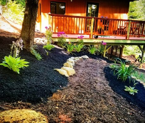 A flower bed installed for Maine Cabin Masters on the DIY Network