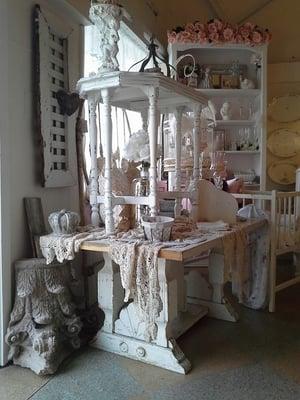 architectural salvage, shabby chic, inside Ruffles n Raspberries