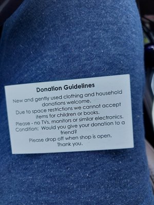 Donation Guidelines for Trinity Church Thrift Shop. 131 West Emerson St. Melrose, MA 02176