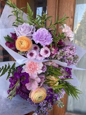 2 purple/lilac flower bouquets