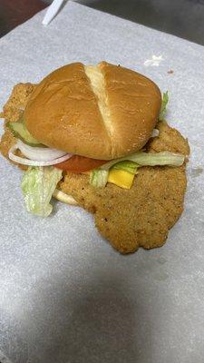 Hand cut and hand breaded tenderloin.