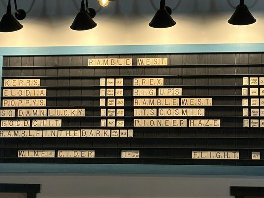 Beer menu