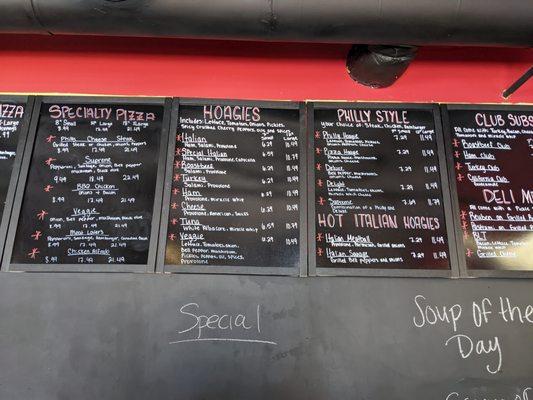 Menu board at Hobby's Hoagies, OKC