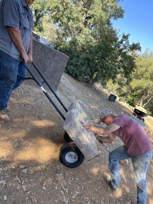 Moving the 600+ pound headstone