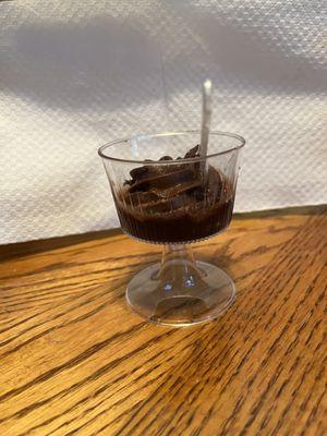 supposed to be chocolate mousse dessert shooters but turned out as a chocolate blob in stemmed cup