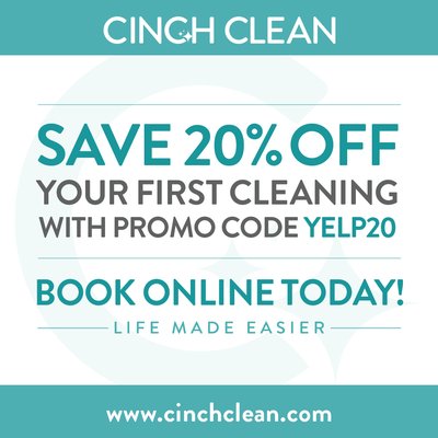 Save 20% off your first cleaning with promo code YELP20