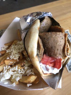 Lamb gyro with feta flav fries