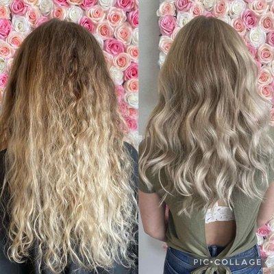 Before after balayage and cut