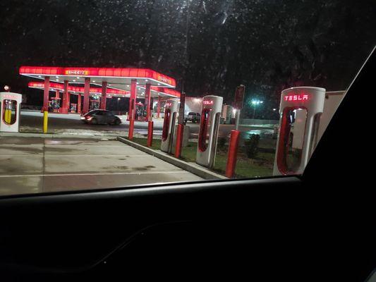 Tesla Superchargers in the Sheetz parking lot