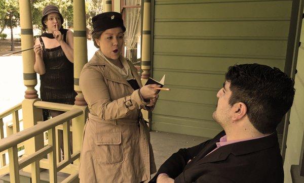 Interrogation by detective Mylissa Malley in 1920s murder mystery show Framed at the Fix