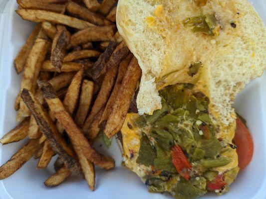 Chopped green chili cheeseburger & hand-cut fries