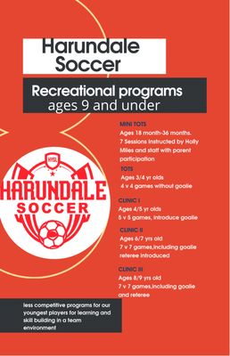 In house Recreational programs for ages 9 and under