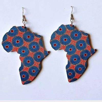 Map of African  wooden earrings