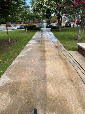 Keeping the local schools clean with surface cleaning the concrete and cleaning the windows.