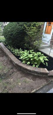 Small retaining wall and bed replacement