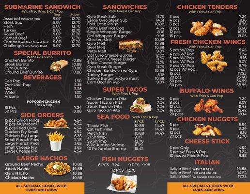 Whole menu