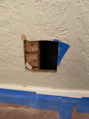 Cut into wall