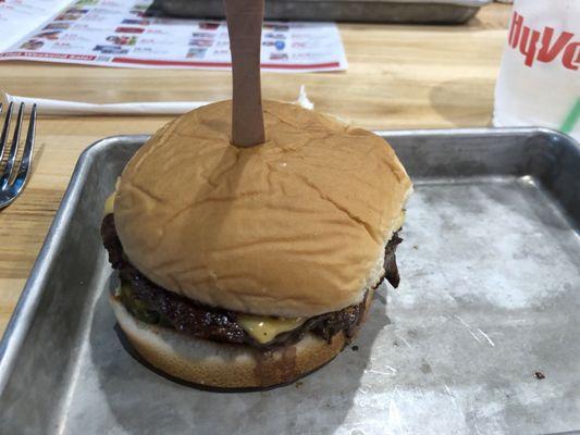 My burger.  Kind of sad on this tray