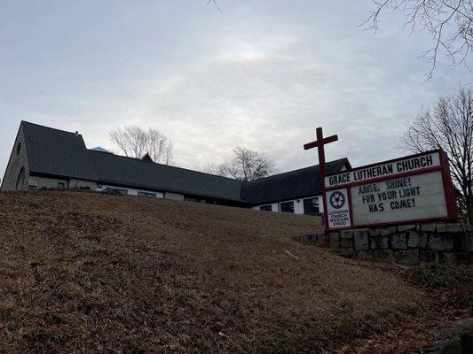 Grace Lutheran Church sign from Virginia Highland.