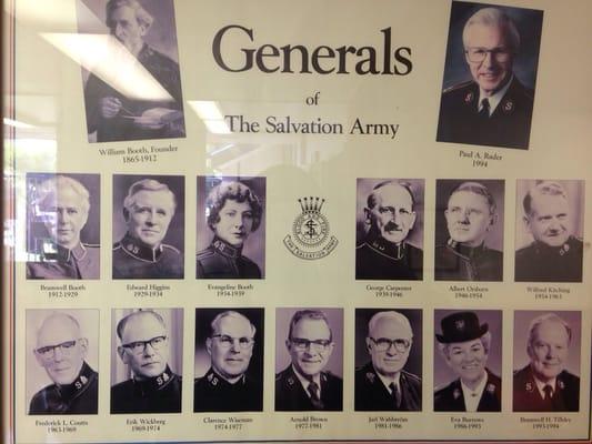 Salvation Army Generals photos in the Lobby of this Salvation Army location.