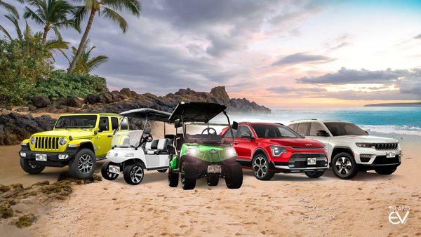 Island EV Rentals is Maui's Electric Vehicle & Golf Cart rental company. We rent premium EV plug-in & hybrid cars, Jeeps & SUV's including