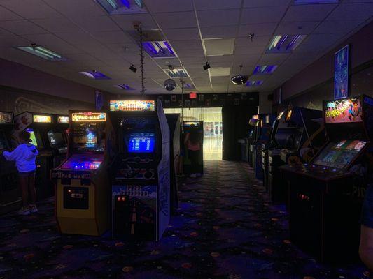 The arcade room with tons of game choices (in addition to others in the store)