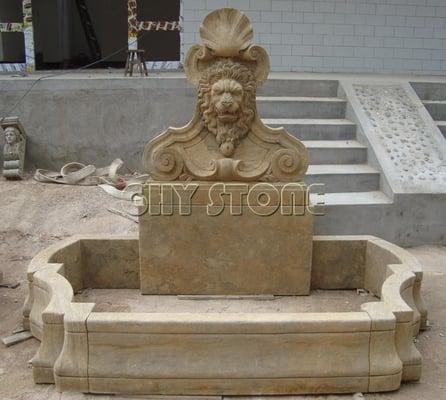 Fountain 71"H.x 96"D. 1800 lbs. Rustic Limestone