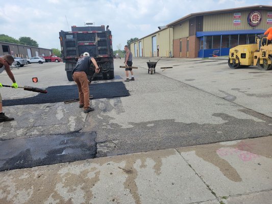 during the patching of the potholes