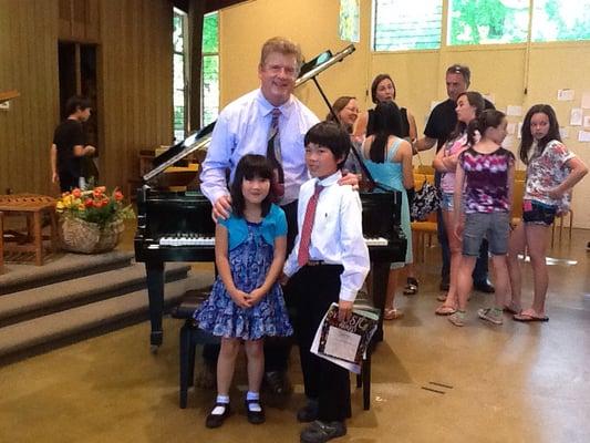 With older brother, younger sister after a successful recital in Lafayette CA