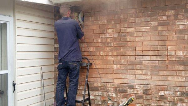 Picture#1 Cutting a window  into a brick wall.