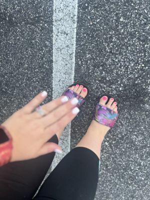 Sns nails and pedicure painted toes