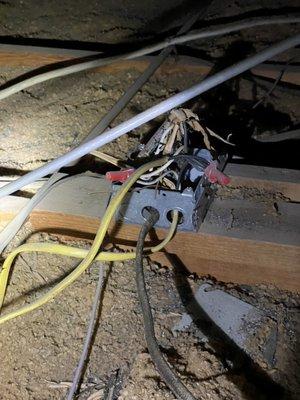 Unsafe electrical connections in an attic! Never skip a home inspection