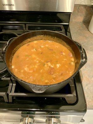 Louisiana Crawfish, Shrimp and Andouille Simmering