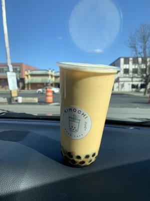 Mango milk tea boba