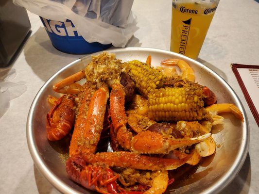 Boil with crayfish, shrimp and a cluster of snowcrab legs