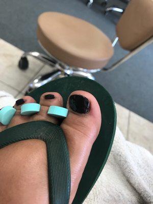 My feet are not pretty but the manicure looks great!!!