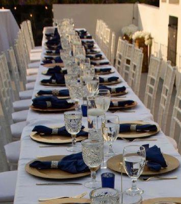 Simple Blue and Gold Elegance.  Dinner Party