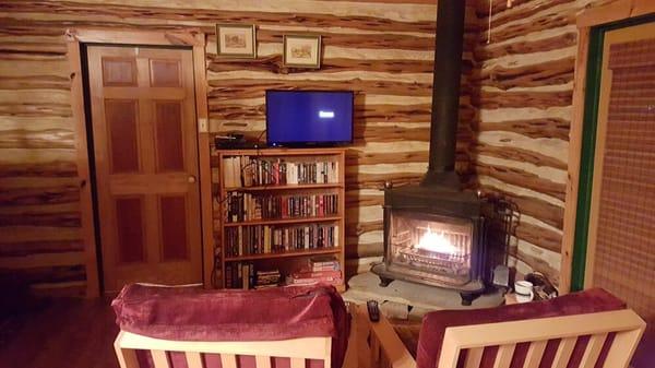 Raining outside? Start a fire and watch a movie!