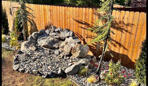 Water Feature Install along with Tree Line Landscape