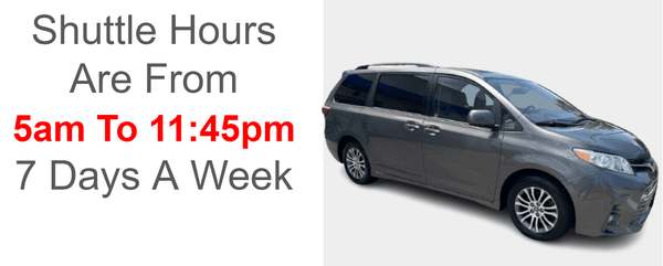 For-hire shuttle, just $20 one way. Available from 5am to 11:45pm seven days a week, subject to availability.