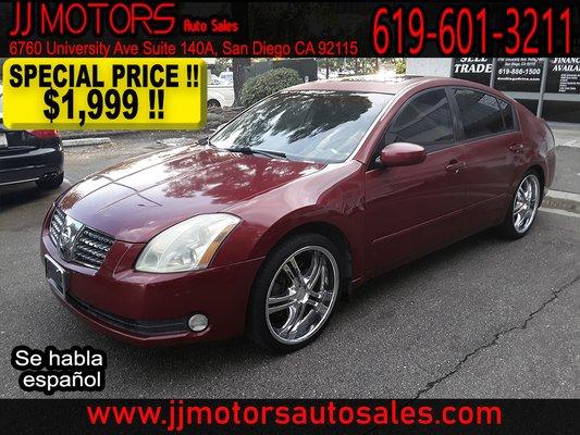 Nissan Maxima SE 2005. **WAS 2,695 $** **NOW 1,999 $** SPECIAL PRICE UNTIL END OF THIS YEAR. Clean Title, Two Owners vehicle, FOUR NEW TIRES