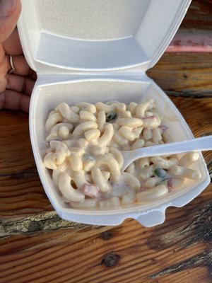 Macaroni salad. (The one where they use miracle whip and no tuna so it's sweet)