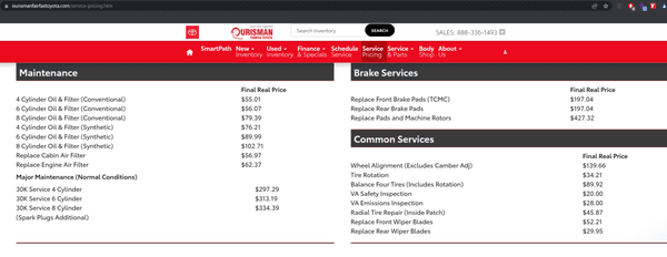 Online "out the door" pricing.