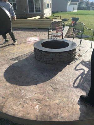 Multiple stamped patios & fire pit