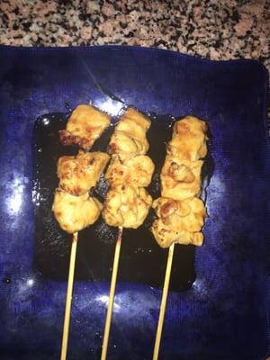 Itty bitty chicken satay. $6. Probably stick to sushi!