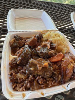 Small Oxtail, cabbage, rice n peas