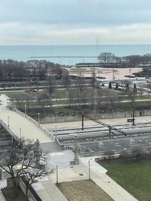 Window View of Buckingham Fountain from Lift Digital Marketing Waiting Area