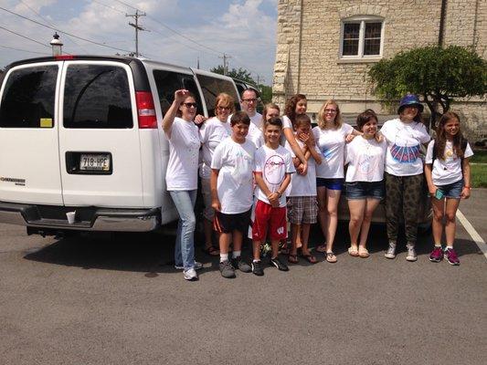 Prior to departure on the Youth Mission Trip to help people in Indianapolis.