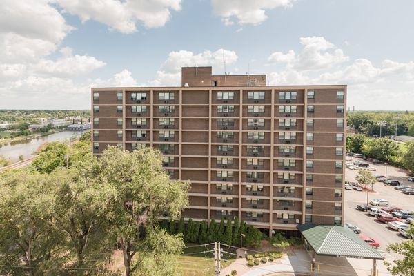 Overhead Front View of Building