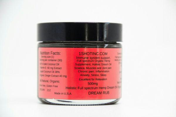 Full spectrum Hemp oil Extract          DREAM RUB 500-MG      All Natural, Organic.lets take care of your pain....$38.00 Free shipping, C